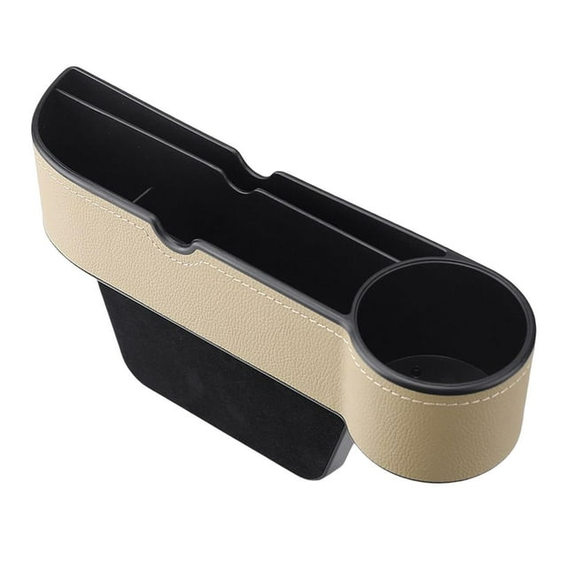 Organizador de espacio para asiento de coche con portavasos, compartimento para asiento delantero, apto para teléfonos móviles Beige Pasajero