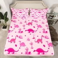 thumbnail image 2 of Homewish Girly Pink Dinosaur Queen Sheet Sets, Cute Cartoon Animal Flat Sheet, Teens Kids Boys Girls Queen Fitted Sheet, Breathable Home Decor, 4-Piece, 2 of 7