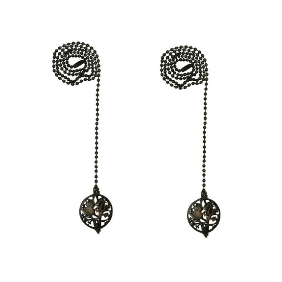 Royal Designs 24 Inch Adjustable Ceiling Fan Pull Chain Extension with Owl on Tree Ornament, Oil Rubbed Bronze, Set of 2