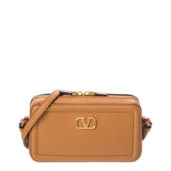 Valentino VLogo Alltime Mini Leather Camera Bag, Brown