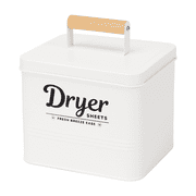 Ivasky Farmhouse Metal Laundry Dryer Sheet Holder for Laundry Room Organization and Storage for Lint Pods Fabric , White, 7x6x7 inches