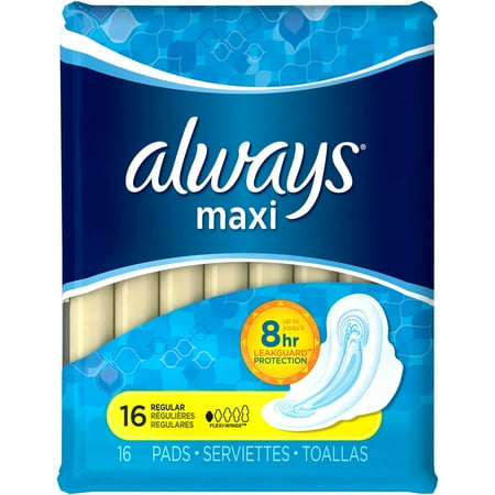 Always Regular Maxi Pads with Wings, 16 count - Walmart.com