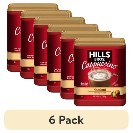 (6 pack) Hills Bros. Instant Cappuccino Mix, Hazelnut, 14 oz (Pack of 1)