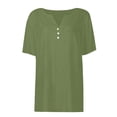 thumbnail image 6 of T Shirts For Women Womens Tops Cotton Linen Shirts For Summer Button Down Tops Short Sleeve Casual Blouses Oversized Tshirts, 6 of 7