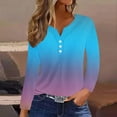 thumbnail image 2 of Up to 65% off! Womens' Fashion 3/4 Sleeve Plus Size Shirts Tops Casual Gradient Long Sleeve V-Neck Tops, 2 of 5
