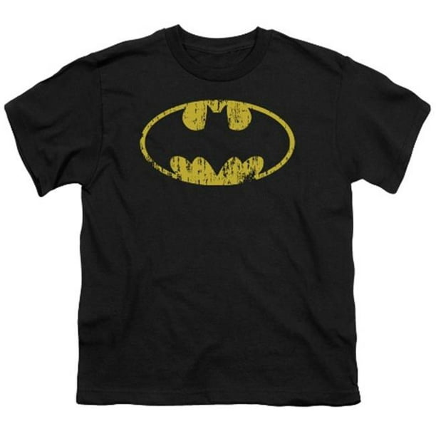 Logo Batman-classique en Détresse - T-Shirt à Manches Courtes pour Jeunes 18-1 - Noir&44; Grand