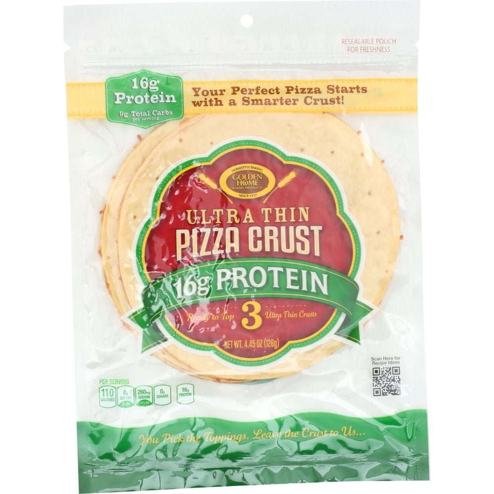 Golden Home Ultra Thin Protein Crust Pizza 7In, 4.5 Oz (Pack Of 10