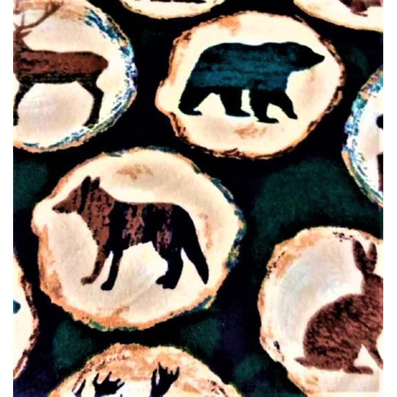 Handmade Valance, Curtain Panel, or Pillow Cover Wildlife Circles Flannel