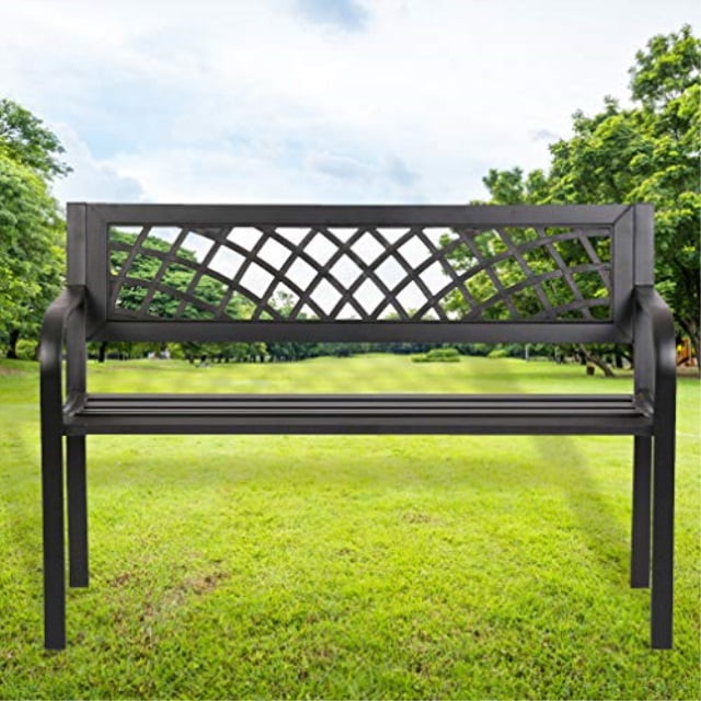Patio Park Yard Garden Bench Porch Path Chair Outdoor Deck Steel Frame Furniture 