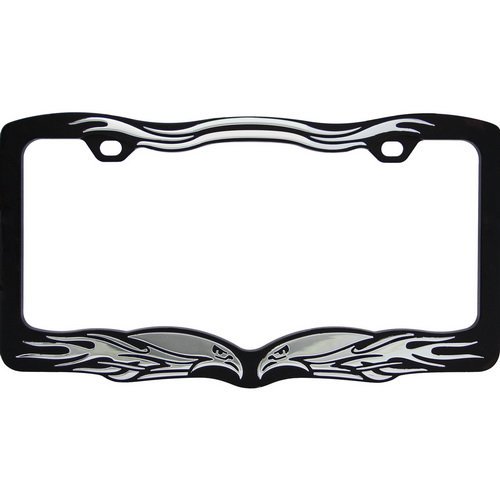 License Plate Frame Chrome, Black Eagle 3d Decorative Dodge Ram
