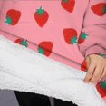 thumbnail image 3 of Oversized Wearable Blanket Hoodie,Red Strawberry Plants Fruit Pink Pattern Sherpa Blanket Hoodie with Super Pockets,Super Warm Fuzzy Pullover for Women & Men, 3 of 6