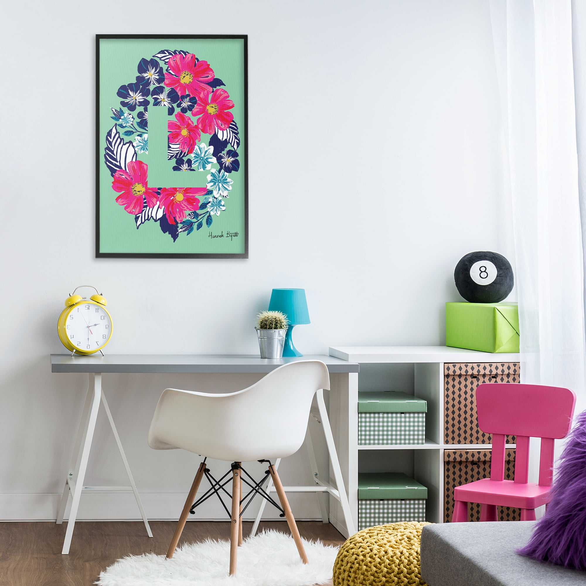 Stupell Industries Floral Bloom Letter L Botanical & Floral Painting Black Framed Art Print Wall Art, 20 x 30