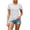 Gray, variant on Women'S Striped Short Sleeve Shirts Summer Comfy Casual V-Neck Basic T-Shirt Loose Fit Lightweight Daily Wear Tops Brown
