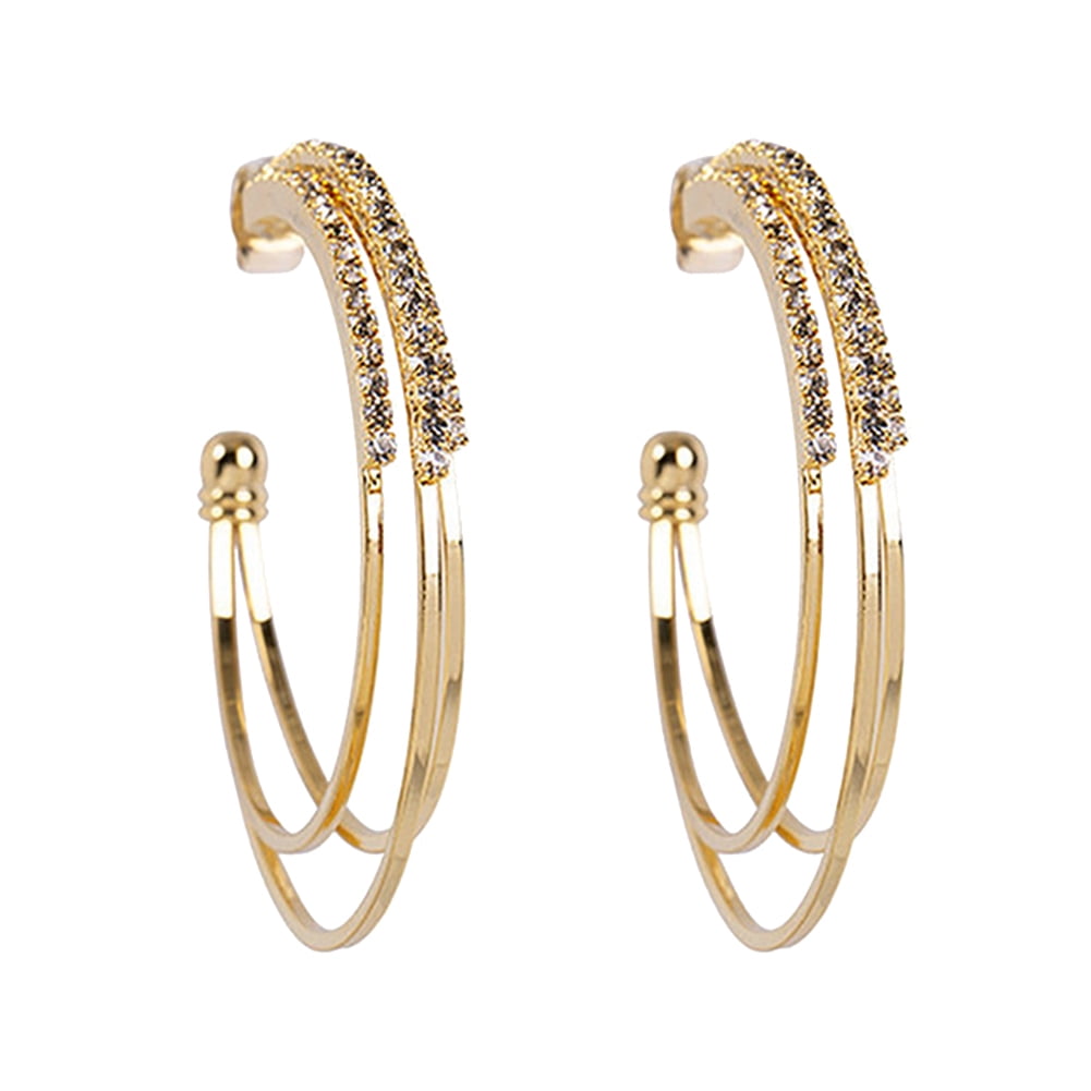 Fashion 925 Sterling Silver Rhinestone Small Hoop Earrings U-loop Circle~