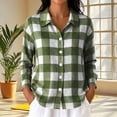 thumbnail image 2 of Luivaraty Flannel Plaid Shirts for Women Button Down Lapel Tops Fashion Casual Long Sleeve Dressy Shirts，S-2XL, 2 of 6