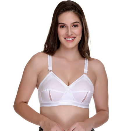 SONA Women s Perfecto Cotton Full Coverage Non Padded Minimizer Bra with Soft Support Regular and Plus Size (White  48G)