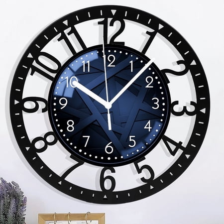Black Wrought Iron Wall Clock 10 Inch Art Hanging Clocks Silent Non-Ticking Quality Quartz Battery Operated Wall Clocks , 25cm -Round Arabic Numerals Wall Clock Style 10×10inch(25×25cm)