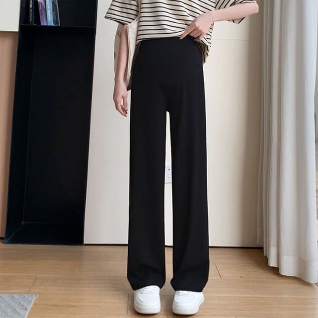 YUNAFFT Maternity Wide Leg Pants Relaxed Fit with Elastic High Waist & Vertical Design Modern Comfort