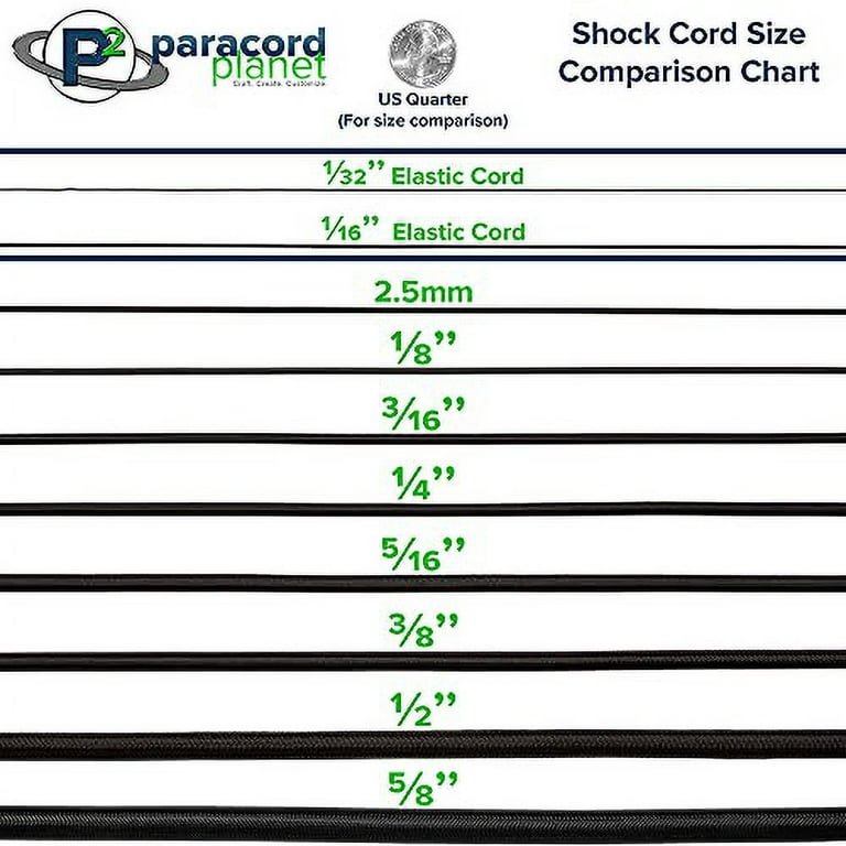 PARACORD PLANET 3/8 Inch Elastic Bungee Nylon Shock Cord Stretch String  Crafting - Various Colors - Multiple Lengths - Made In USA