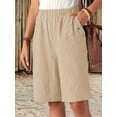 thumbnail image 5 of Shorts for Women Knee Length High Waisted Cotton Elastic Wasit Summer Dressy Casual Long Shorts Khaki XXL, 5 of 8