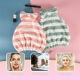 thumbnail image 6 of Unique Bargains 2pcs Hair Drying Towel Hair Towel Wrap for Women Striped Bow Drying Cap for Short Hair Pink Green White, 6 of 7