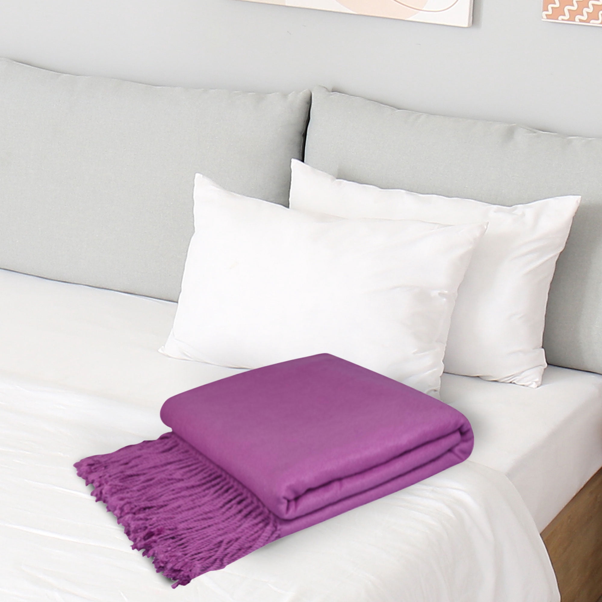 Unique Bargains Viscose Decorative Throw Blanket, 50" x 65" Orchid