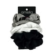 thumbnail image 1 of Amelia Beauty Products, Black, White and Grey Mix Imitation Silk Scrunchies, 4.5in Diameter, Gentle on Hair, Strong Hold, No Snag, No Dents or Creases. 6 Pack, 1 of 2