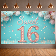 thumbnail image 5 of Glittery Sweet 16 Banner Pink 16th Birthday Backdrop Gold Crystal Sweet Sixteen Display for Sweet 16 Party Teenage Birthday Girls Celebration, 5 of 9