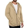 thumbnail image 4 of Horkkom Zip Up Hoodie Men Fall Outfits Plain Workout Hoodie Thin Casual Sweatshirt with Pockets XL, 4 of 5