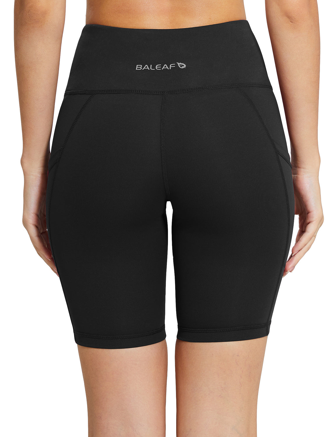 FashionMille Women's High Waist Biker Shorts With Side Pockets – 92% Cotton 8% Spandex – Activewear (8" Inseam)