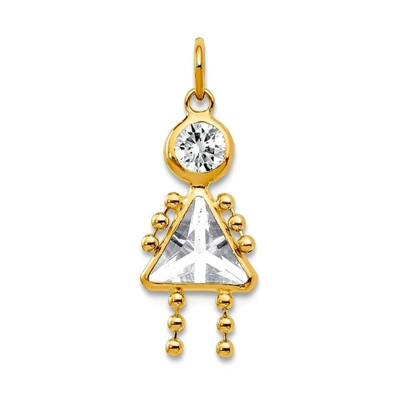 10k Yellow Gold Polished April Charm 20x10mm Wide Pendant Necklace for Women