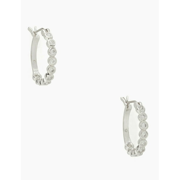 Kate Spade Women's Full Circle Silver Tone Hoop Crystals Earrings -  
