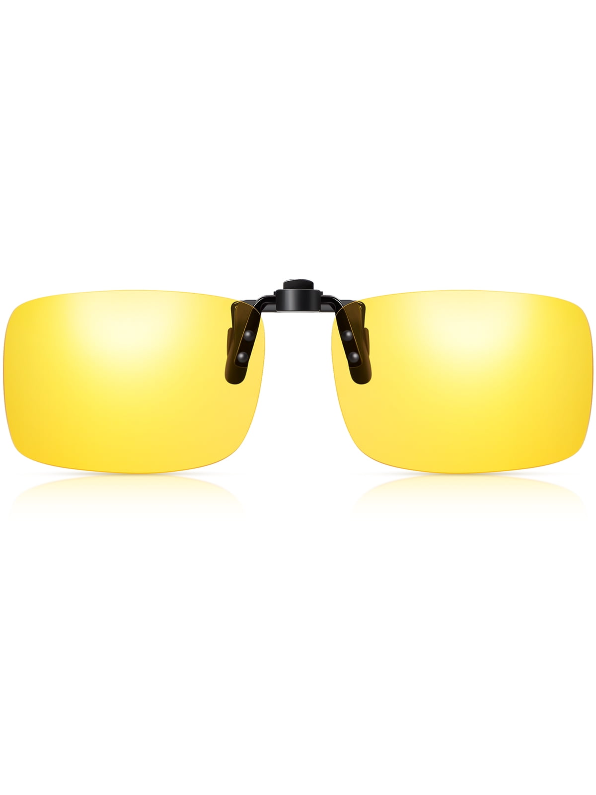 TINHAO Polarized Clip On Night Driving Glasses Yellow Lens Wear Over