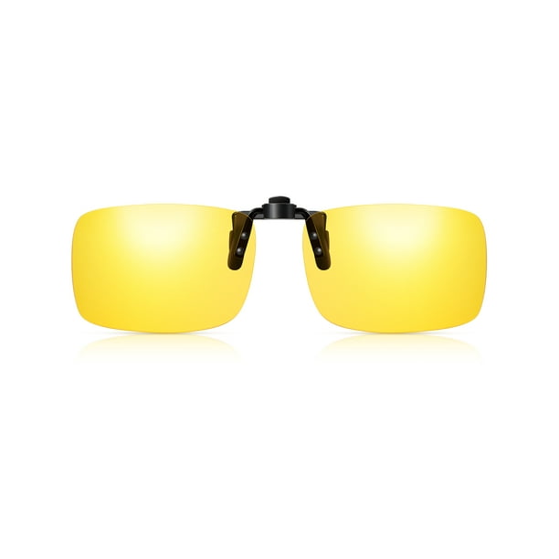 TINHAO Polarized Clip On Night Driving Glasses Yellow Lens Wear Over Prescription Glasses UV400