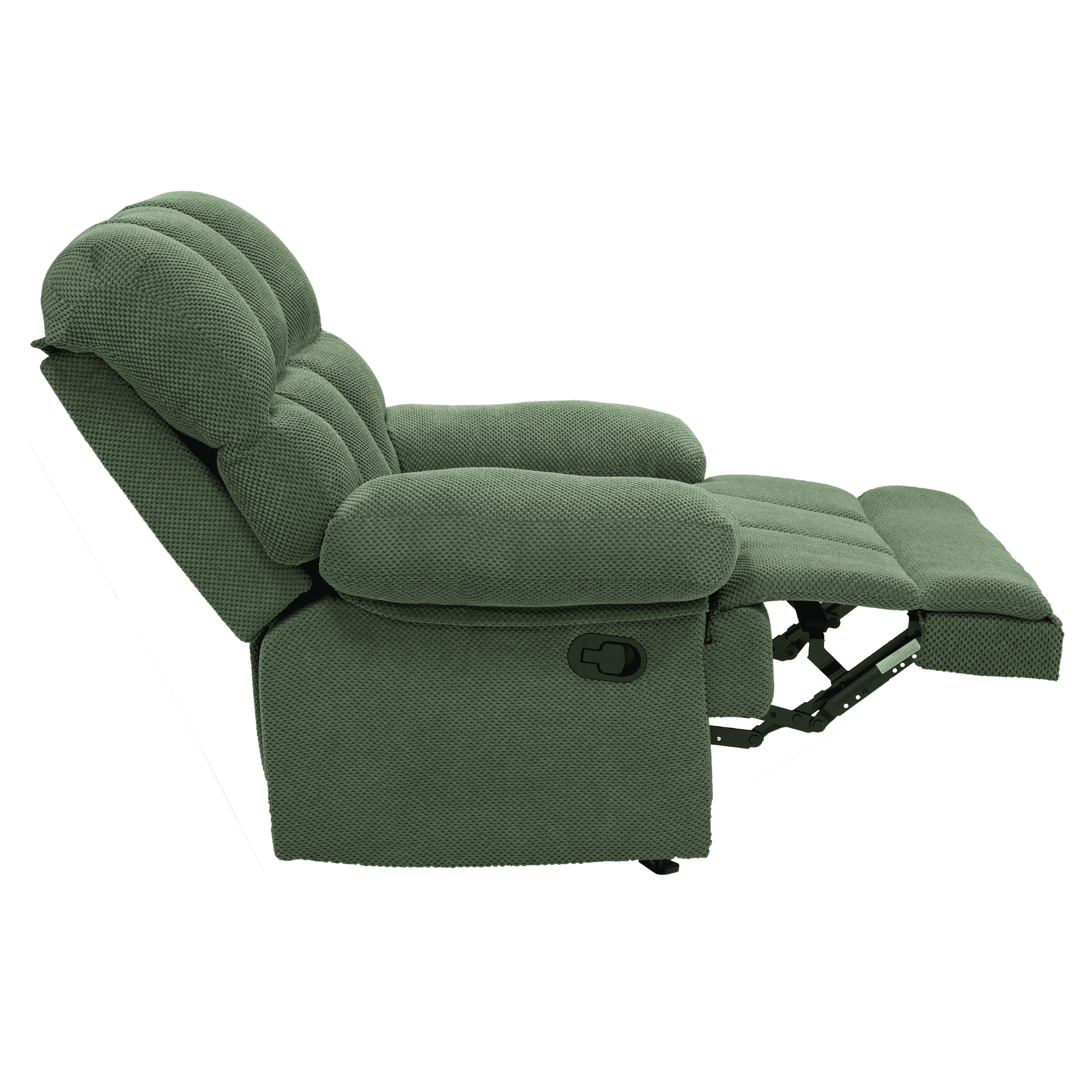 Homy Casa Manual Rocking Recliner Chair, Upholstered Lounge Seat for Nursery or Bedroom, Green