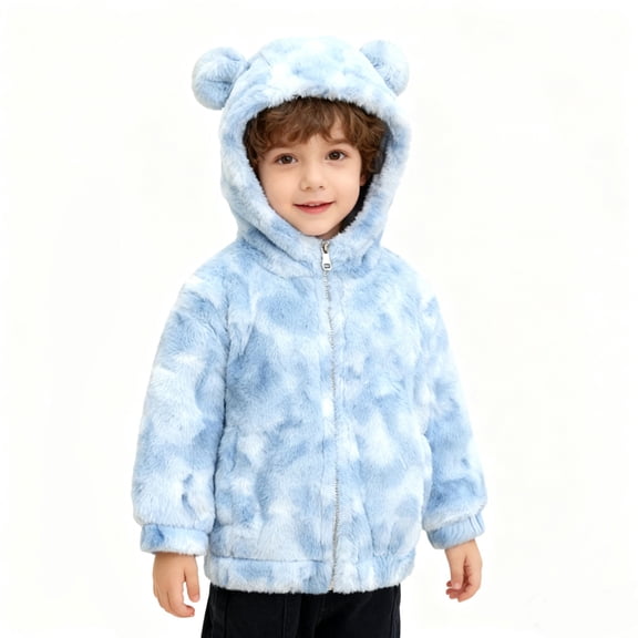 XXWXYD Kids Girls Toddler Hooded Jacket Fleec𝖾 Lined Sweatshirt Cute 𝖡ear Ears Fuzzy Zip Up Ted𝖽y Coat Winter Hoodie Outerwear Ears Jacket Fuzzy Hoodie