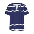 thumbnail image 5 of Scyoekwg Summer Short Sleeve Tops for Women V Neck Plus Size Tunic Tshirt Lightweight Color Block Patchwork Loose Trendy Blouses (Blue,XXXL), 5 of 5