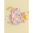 thumbnail image 2 of Suealasg Kids Girl One Piece Swimsuits Toddler Girl Long Sleeve Floral Shell Print Romper Swimwear Baby Girl Summer Bathing Suit Beachwear 0-3 Years, 2 of 9