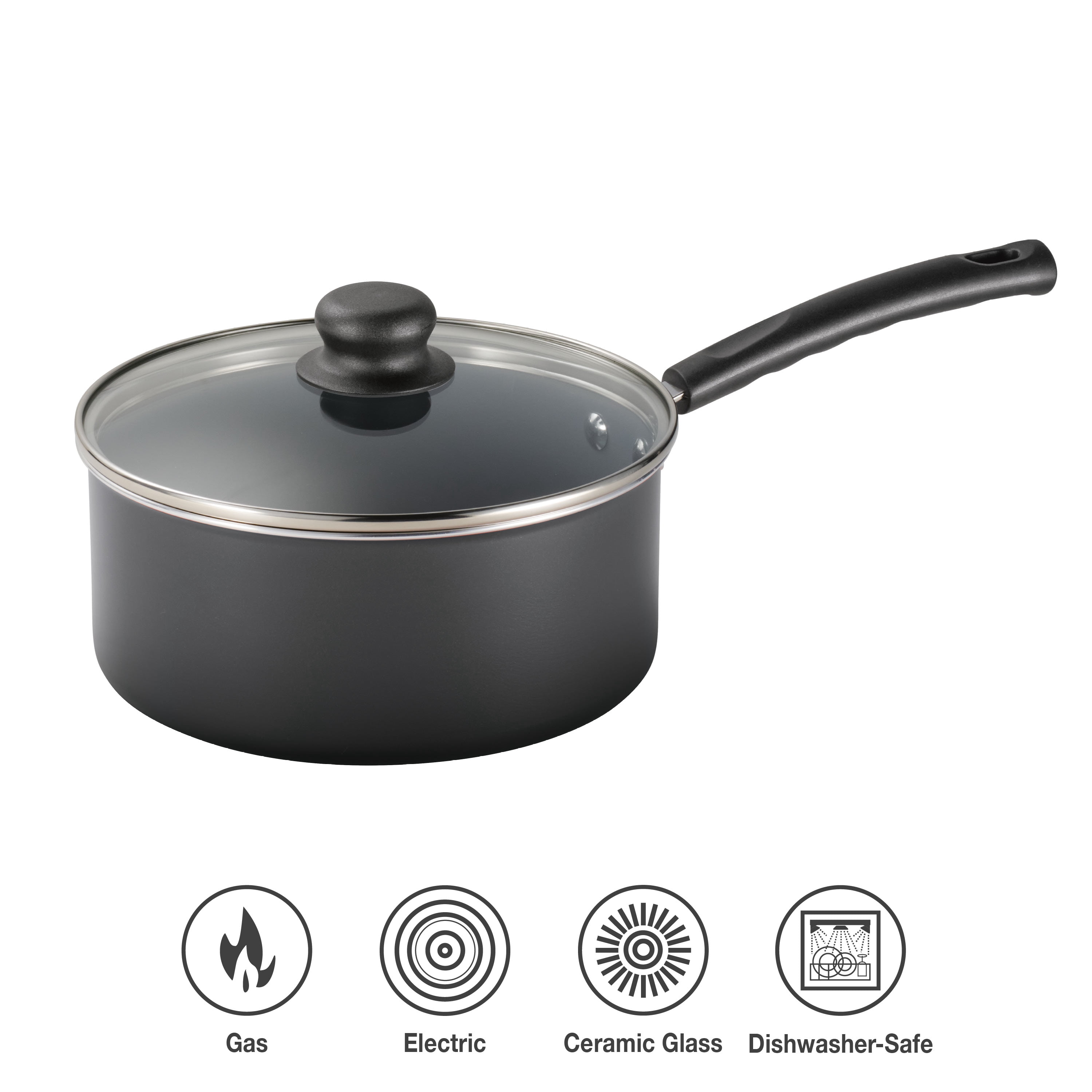 Tramontina PrimaWare 3 Quart Ceramic Steel Gray Covered Sauce Pan
