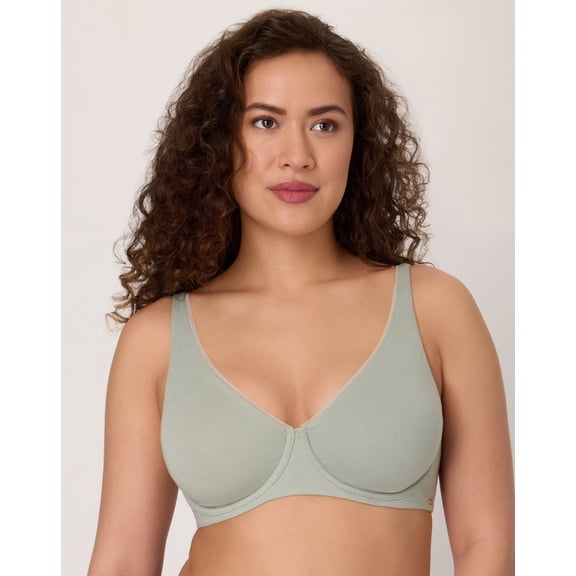 Bali Cotton Collection Underwire Bra, Moisture-Wicking, Convertible Seagrass Green 40C