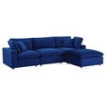 thumbnail image 1 of Modway Commix 4-Piece Down Filled Overstuffed Performance Velvet Sectional Sofa in Navy, 1 of 11