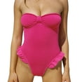 thumbnail image 2 of MSJUHEG One Piece Swimsuit Women,Pink Swimsuits for Women,Striped Swimsuits for Women,Ribbed Monokinis Swimsuit Bathing Suits Swimwear,Bandeau Tankini Swimsuits for Women,Ruffle Bikini Hot Pink L, 2 of 6