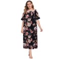 thumbnail image 2 of Women's Plus Size Nightgown Short Sleeve House Dress Sleepwear Long Nightdress Lace Square Neck Night Gown Oversized Loungewear Full Length Loose Sleep Dress Floral Print Sleepshirts,XL-5XL, 2 of 7