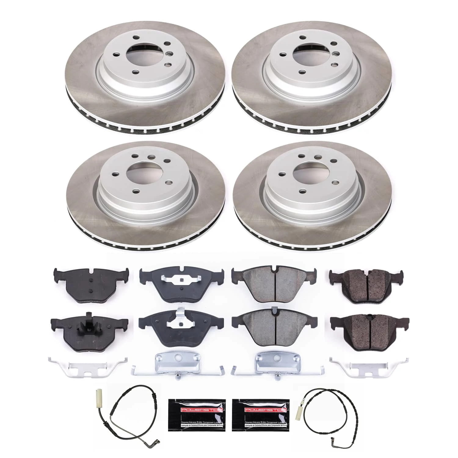 PowerStop Front and Rear Semi-Coated Rotor and Low-Dust Ceramic Brake Pad Kit SC4094