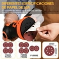 thumbnail image 2 of Lijadora Orbital, 350W Lijadora de &Oacute;rbita Aleatoria de 5" con 12 Hojas de Lijado, 6 Velocidad, 6000-13000 RPM, Lijadora Roto Orbital con Caja de Polvo para Carpinter&iacute;a, Puli, 2 of 7