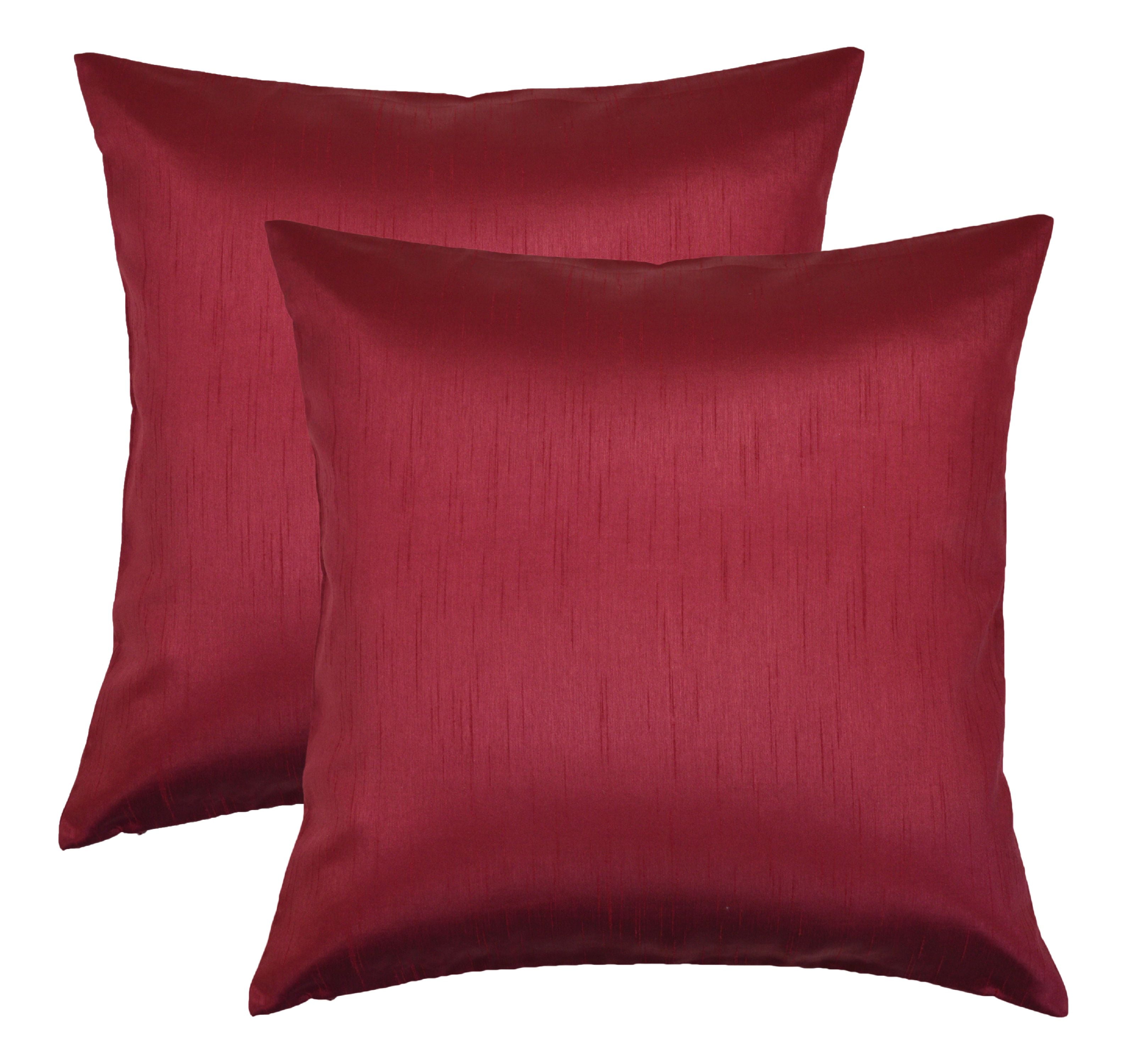 Aiking Home 18x18 Inches Faux Silk Square Throw Pillow Cover, Zipper Closure, Burgundy (Set of 2