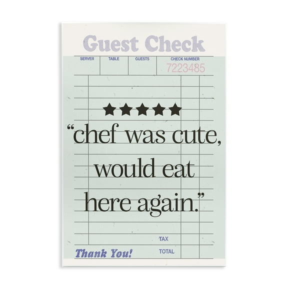 Stupell Industries Cute Chef Guest Check Typography Painting Unframed Art Print Wall Art, 10 x 15