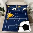 thumbnail image 2 of Feelyou Cartoon Soccer Boys Bed Sheets, Eat Sleep Sport King Sheets, Football Rugby Game Sheet Set, Ultra Soft Bedroom Decor, 4 Pieces, 2 of 7