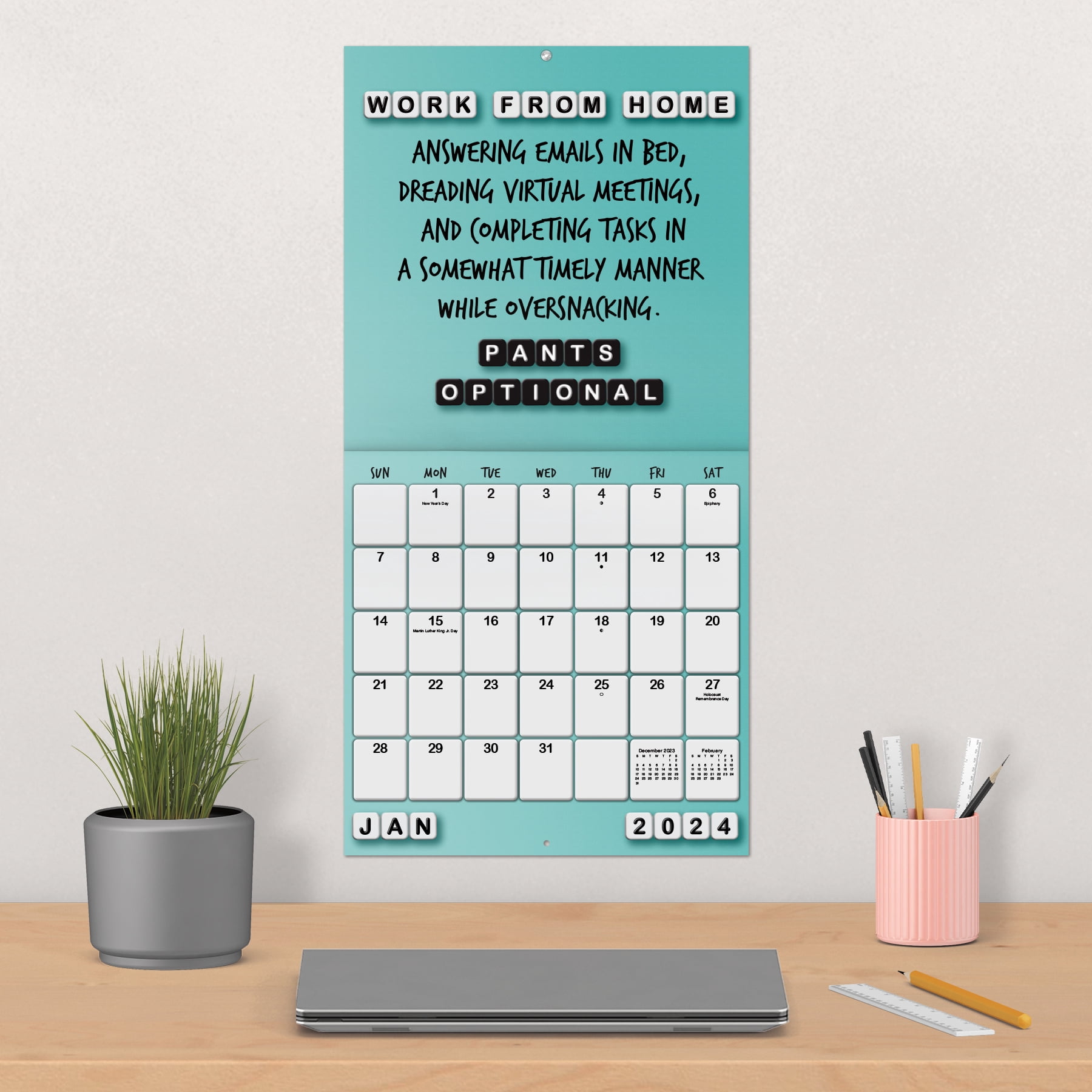 Trends International 2024 Everyday Sass Wall Calendar & Push Pins