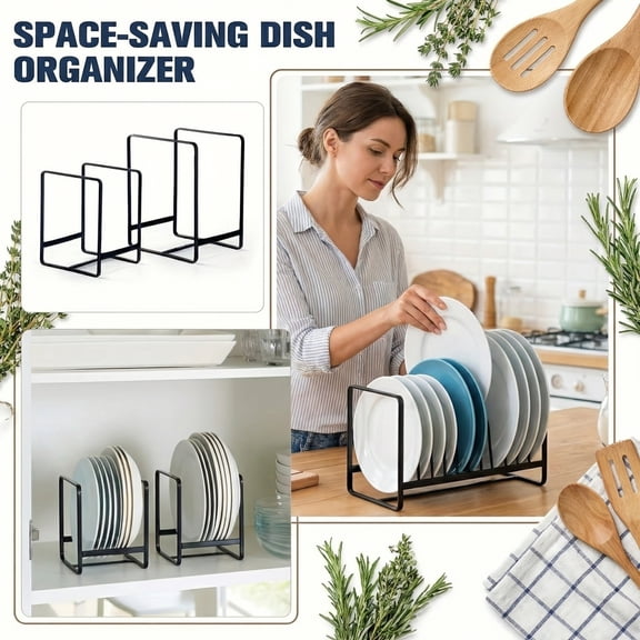 Plate Holders Organizer,Metal Dish Organizer,Kitchen Cabinet Dish Drying Racks Organizer,Dish Storage Dying Display Rack for Plates,Pots and Pans